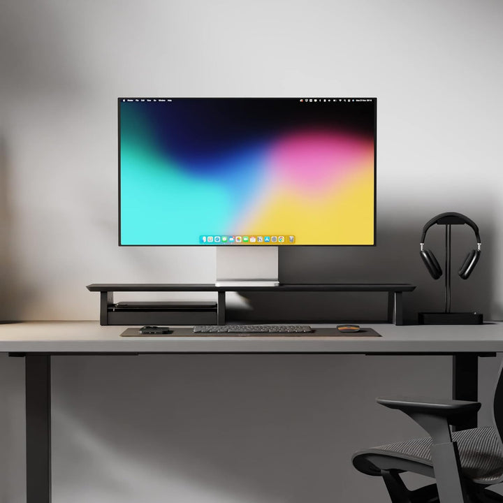 Schreibtischregal aus Holz Monitorständer Prämie Desk Shelf Monitor Stand Black Wood Cockpit Schreib