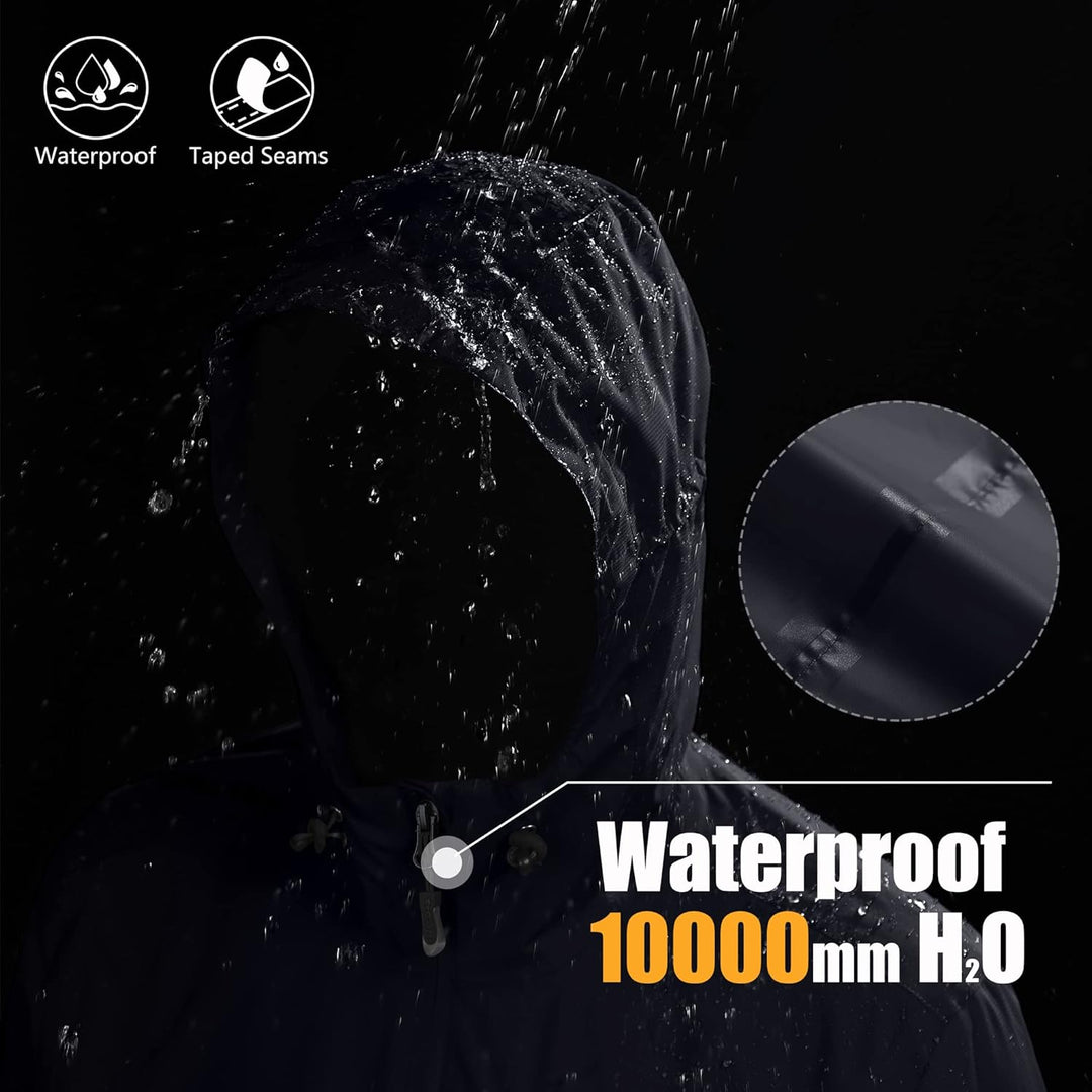 33,000ft Regenjacke Herren Wasserdicht Outdoorjacke Leichte Freizeitjacke Packbare Windjacke Fahrrad