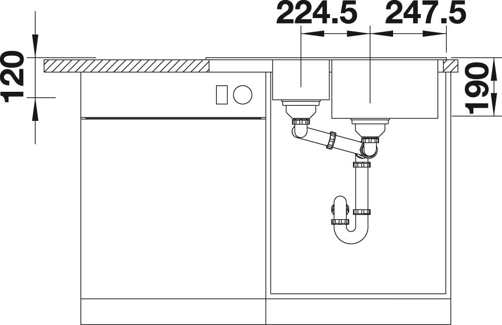 BLANCO LEGRA 6 S Compact | Granitspüle aus SILGRANIT anthrazit | Einbauart: Einbau von Oben | revers