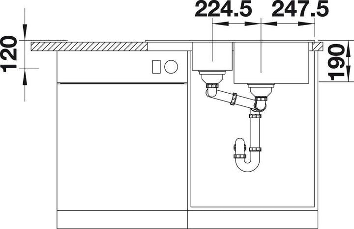 BLANCO LEGRA 6 S Compact | Granitspüle aus SILGRANIT anthrazit | Einbauart: Einbau von Oben | revers