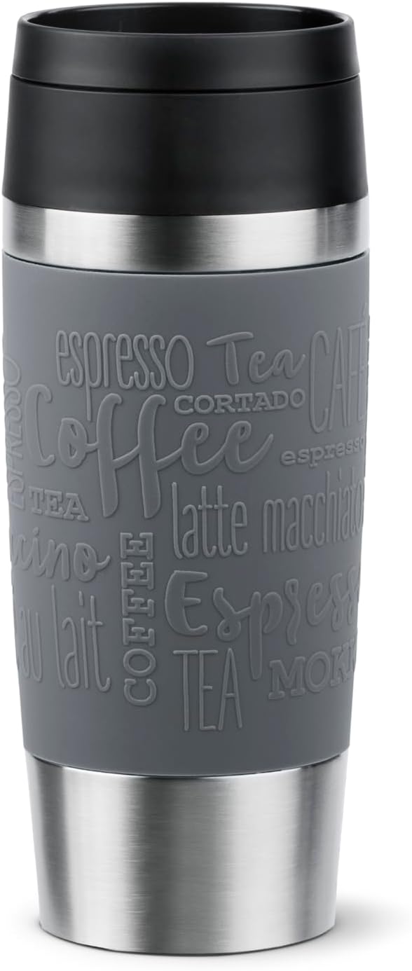 Emsa N20205 Travel Mug Classic Isolierbecher 0,36 Liter | neuer Komfort-Schraubverschluss | Edelstah