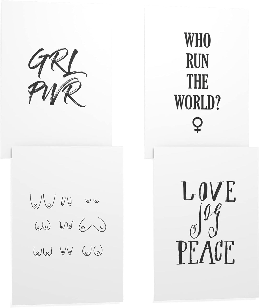 Papierschmiede® Premium Spruchposter Set 4er DIN A1, Motiv: Girl Power, Typografie Bilder Wohnzimmer
