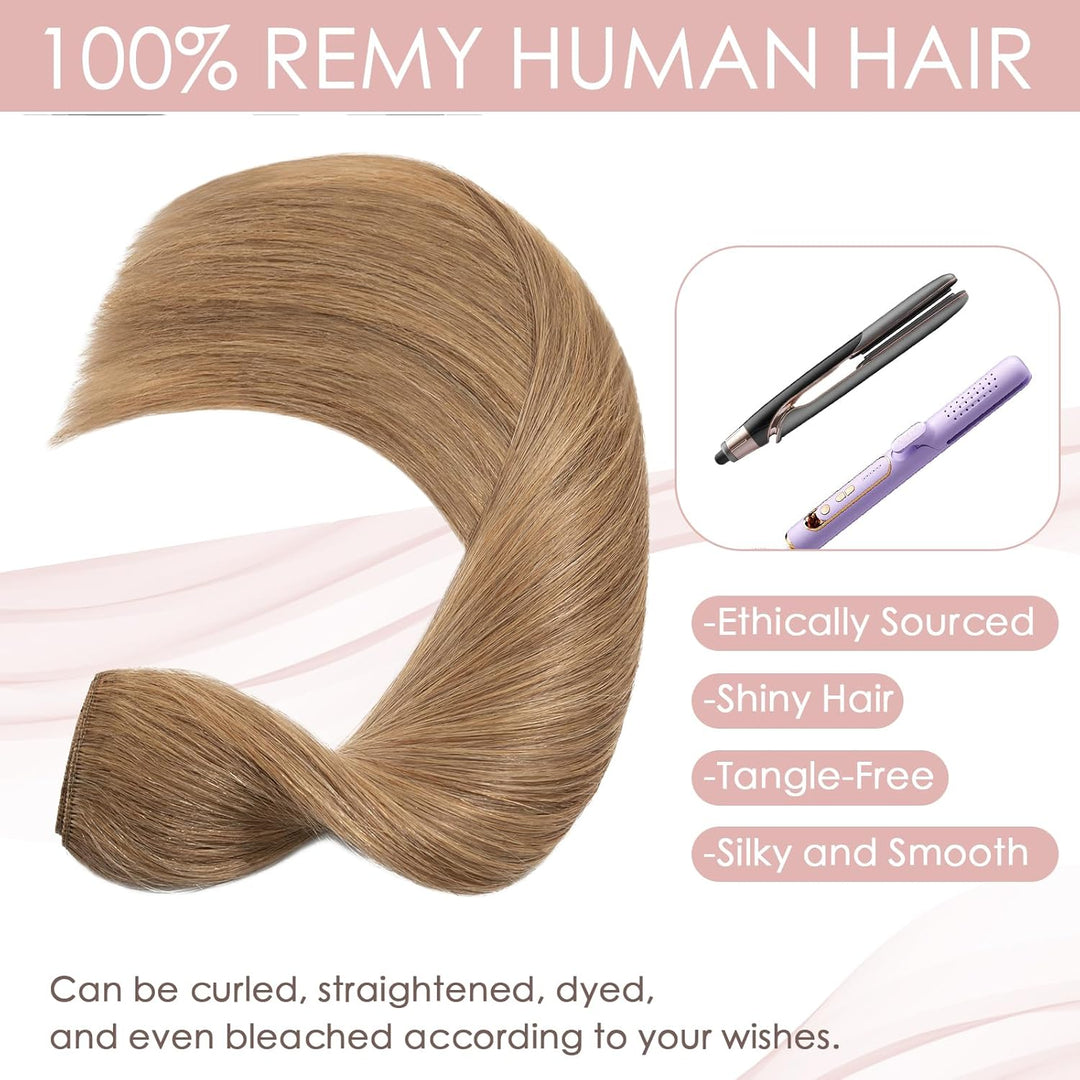 Silk-co Clip in Extensions Echthaar 1Pc 5Clips, Clip in Echthaar Hair Extensions Remy Clip in Haarve