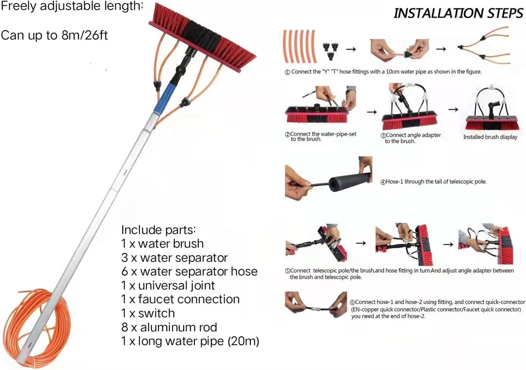 CEIEVER Fensterputzer mit Teleskopstiel, Teleskopstange Fensterreinigung Wasser 5m/8m/10m/10.5m Fens