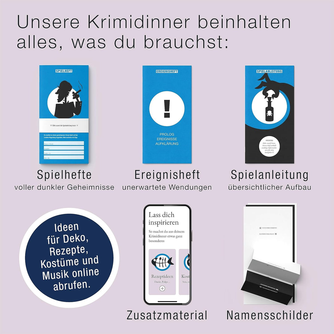 CULINARIO MORTALE® – Schatten über Landsitz Hagenberg - Krimidinner für Zuhause für 6 bis 8 Personen