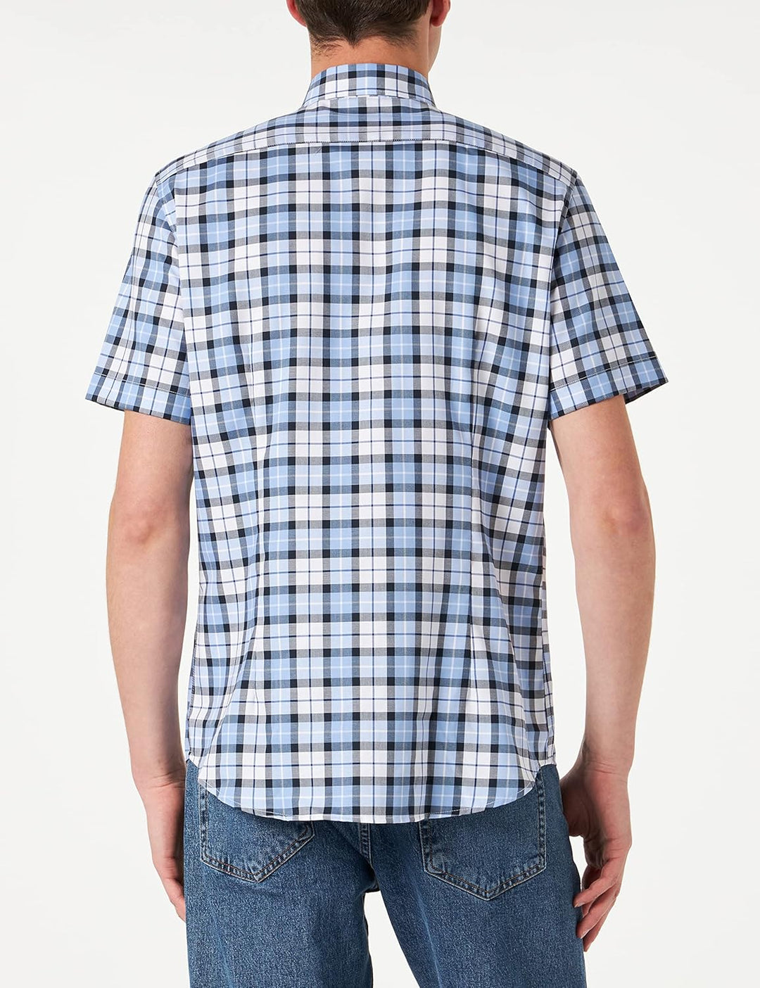 Seidensticker Herren Shaped Fit Kurzarm Hemd Shirt 44 Blau, 44 Blau