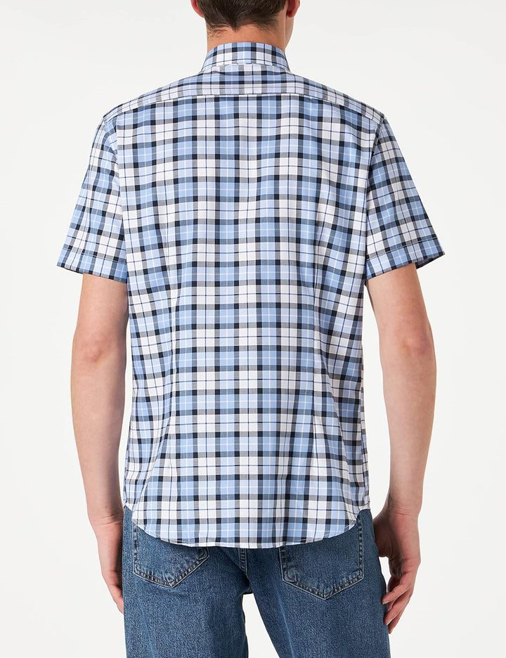 Seidensticker Herren Shaped Fit Kurzarm Hemd Shirt 44 Blau, 44 Blau