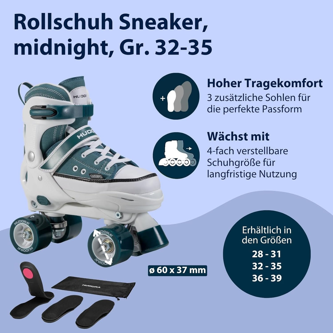 HUDORA Roller Skates, Sneaker für Kinder und Jugendliche - Grössenverstellbare Rollschuhe - Komforta