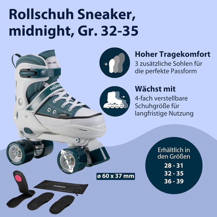 HUDORA Roller Skates, Sneaker für Kinder und Jugendliche - Grössenverstellbare Rollschuhe - Komforta