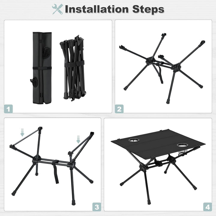 WOLTU Campingtisch tragbar, Ultraleichter Klapptisch mit 2 Getränkehaltern, Picknicktisch klappbar m