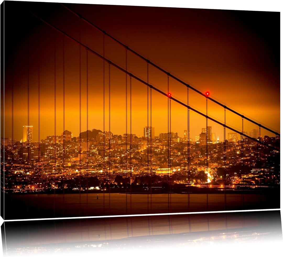 San Francisco Skyline Format: 100x70 auf Leinwand, XXL riesige Bilder fertig gerahmt mit Keilrahmen,