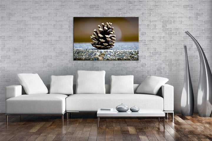 deyoli kleine Tannenzapfen im Format: 80x60 als Leinwandbild, Motiv fertig gerahmt auf Echtholzrahme