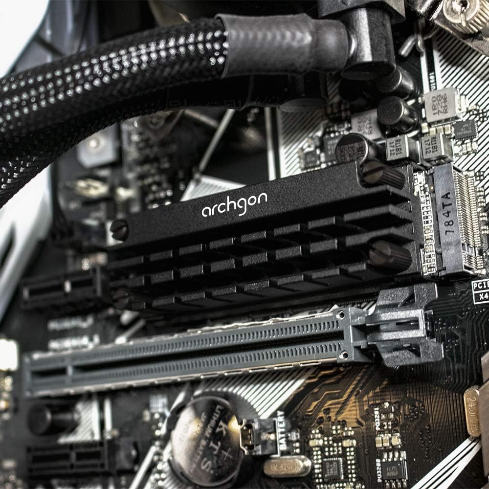 Archgon HS-1110 Kühlkörper für M.2 SSD 2280 PCIe NVMe/SATA Kühler, 20 mm Bauhöhe, Aluminium, 2x Wärm
