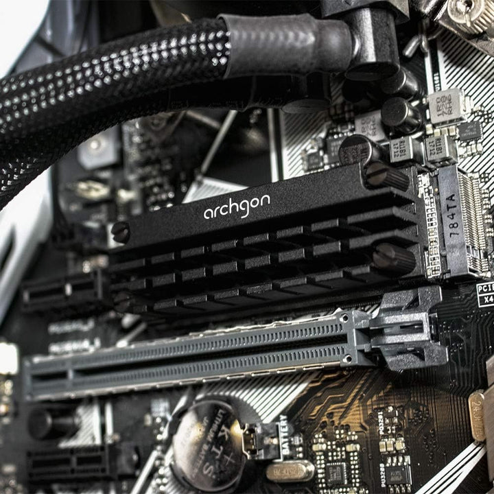 Archgon HS-1110 Kühlkörper für M.2 SSD 2280 PCIe NVMe/SATA Kühler, 20 mm Bauhöhe, Aluminium, 2x Wärm