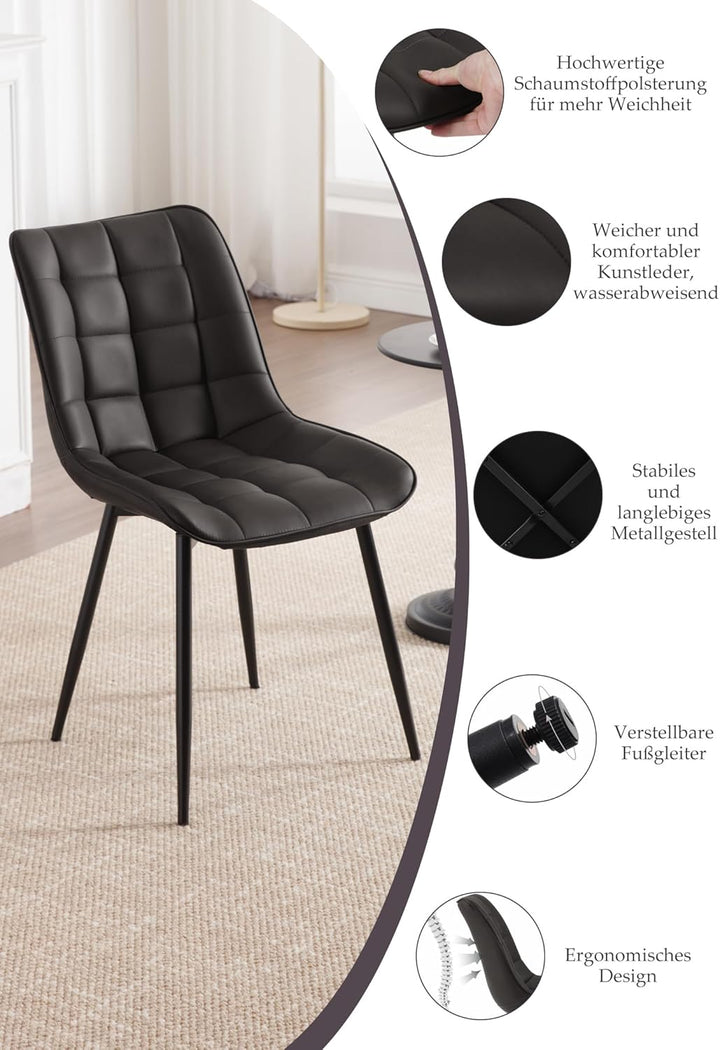 WOLTU 4 x Esszimmerstühle 4er Set Esszimmerstuhl Küchenstuhl Polsterstuhl Design Stuhl mit Rückenleh