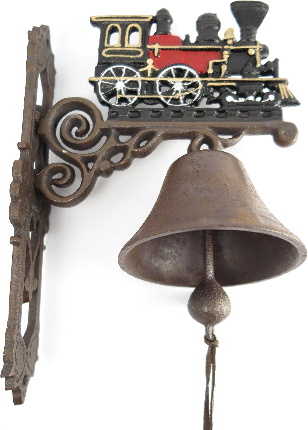 Clever-Deko Gartenglocke Wandglocke ROT Eisenbahn DAMPFLOK Zug LOKOMOTIVE Gusseisen Eisen Eisenglock