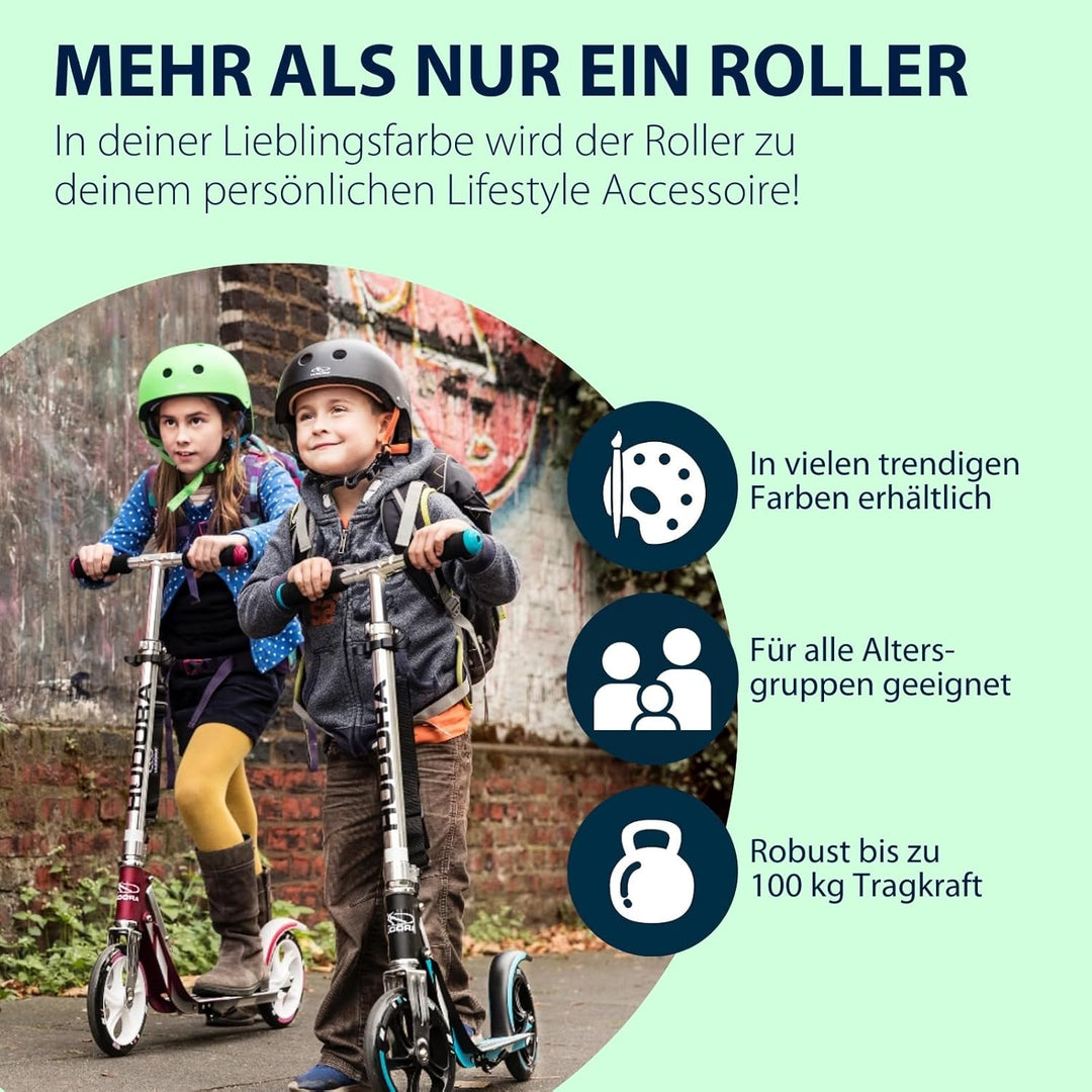 HUDORA BigWheel Scooter 205 - Stabiler Aluminium-Roller - Höhenverstellbarer & zusammenklappbarer Ci