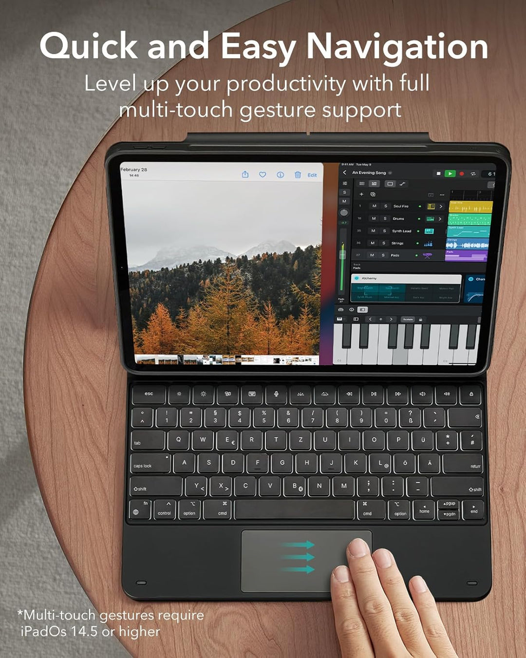 ESR Magnetische Keyboard Hülle, iPad Tastatur Hülle für iPad Pro 12.9 2022, magnetischer Ständer, Po