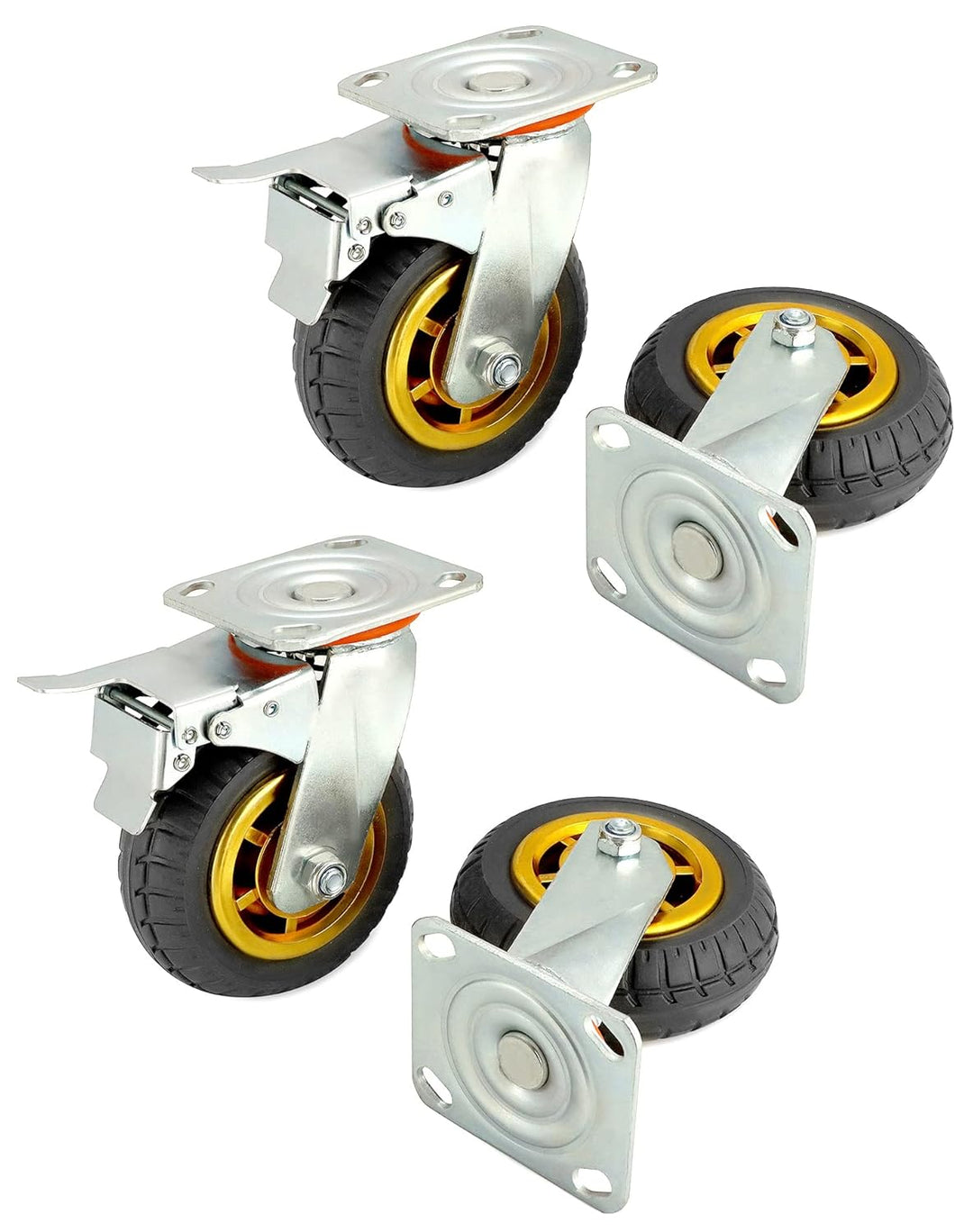 QWORK 4 Stück 150mm schwerlastrollen - bis 250 kg pro rolle - stossdämpfung lenkrollen für möbeltran