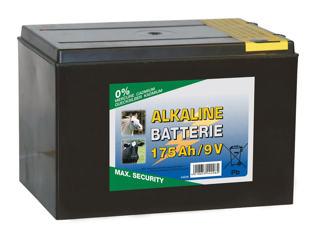 Kerbl 44226 ALKALINE Trockenbatterie Power Block, 9V, 175Ah, 185mm Länge, 130mm Breite, 160mm Hohe