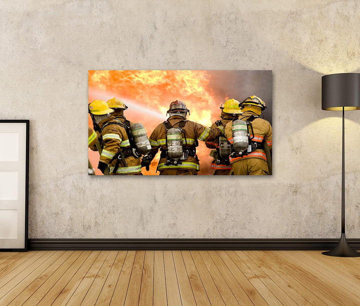 islandburner Bild auf Leinwand Feuerwehr Leute Bilder Wandbilder Poster Leinwand 100x57cm, Leinwand
