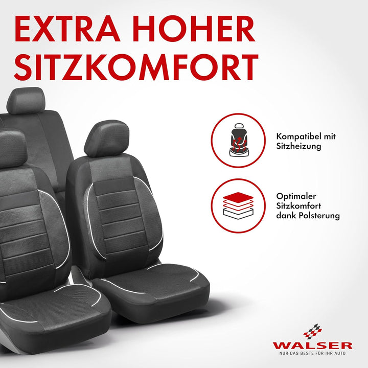 Walser Auto Sitzbezug Rover mit Reissverschluss, Zipp-IT Premium Schonbezüge Auto, Komplettset, 2 Vo