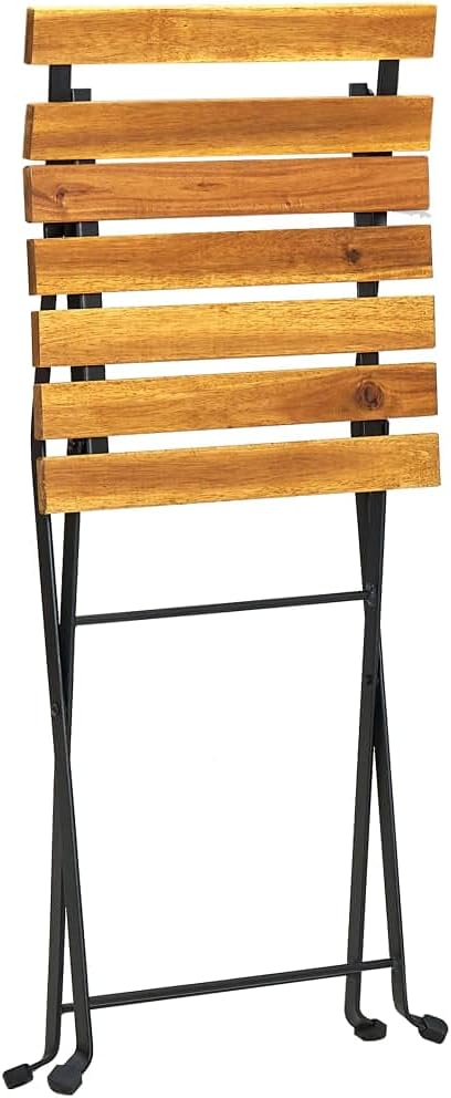 vidaXL Klappbare Gartenstühle 6 STK. Stahl und Massivholz Akazie Schwarz 6, Schwarz 6
