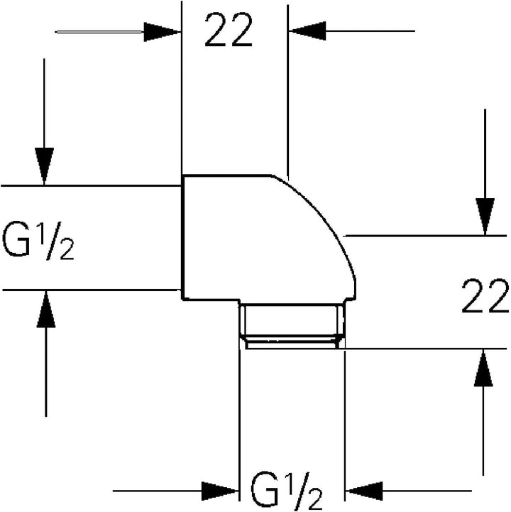 GROHE Brauseabgangswinkel (1/2" x 1/2", für Einhandmischer Wannenbatterien, langlebig), chrom, 45304