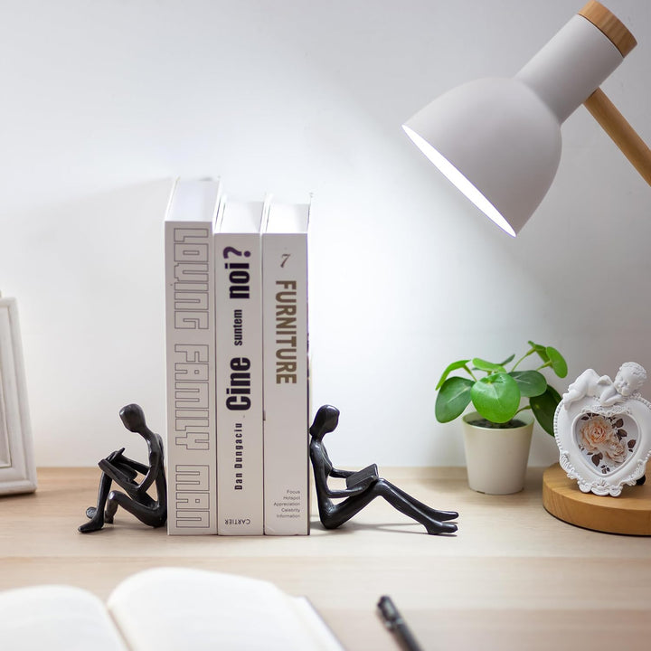 Sziqiqi Dekorative Bücherenden für Regale - Gusseisen Buchstützen für Schwere Bücher Lesen Paar Büch