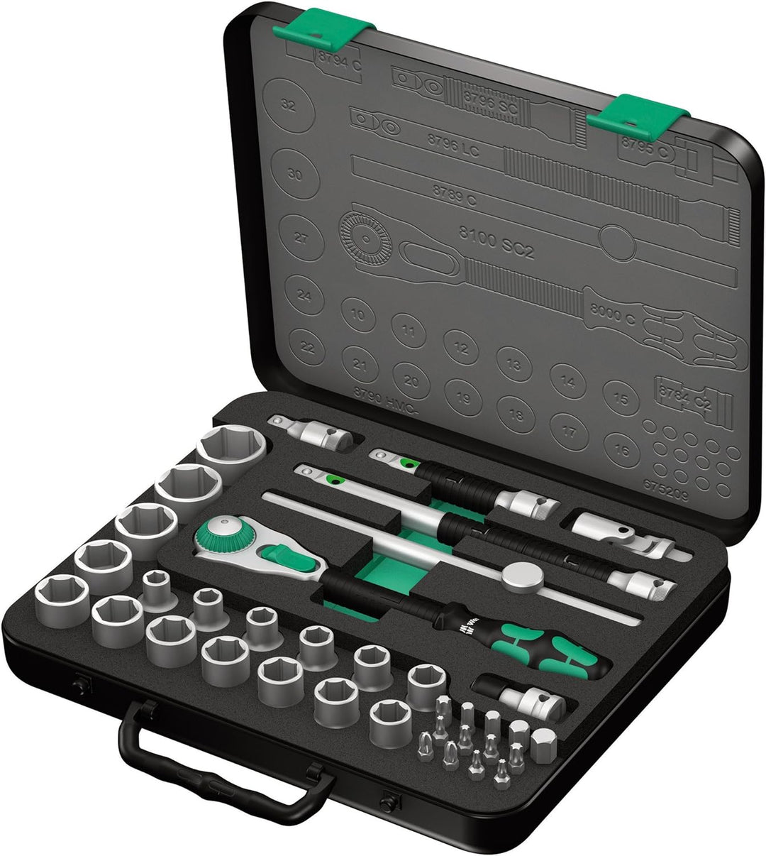Wera Zyklop Speed-Knarrensatz 8100 SC 2, 1/2"-Antrieb, metrisch, 37-teilig, 05003645001 1/2 Zoll met