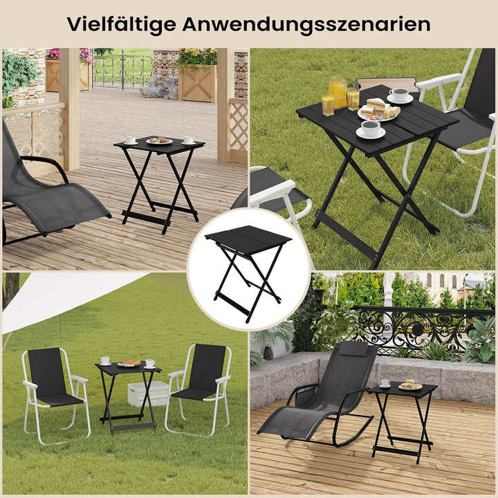 WOLTU Alu Tisch Klapptisch Campingtisch Balkontisch Gartentisch Klappbar aus Aluminium, 50.5x47x59.5