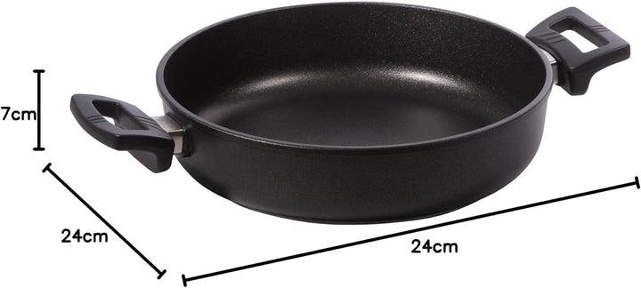 Eurloux Guss-Kasserolle Induktion Ø24 cm - Flache runde Universal Bratenkasserolle 3 Liter mit Besch