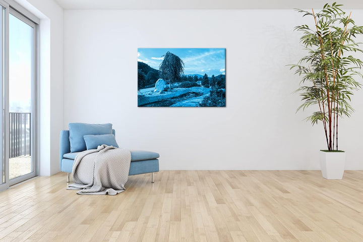 deyoli Traumhaft lechtender Garten Format: 80x60 Effekt: Monocrome Blau als Leinwandbild, Motiv fert