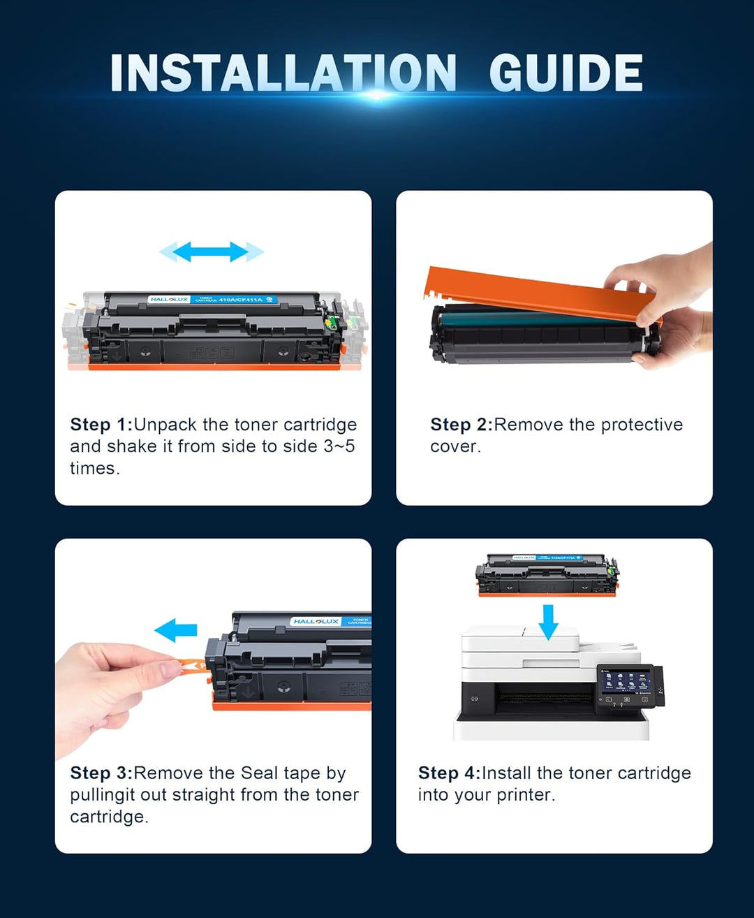 HALLOLUX 410A CF410A Toner Kompatibel für HP 410X 410A CF410A CF410X Multipack Tonerkartusche Laserj