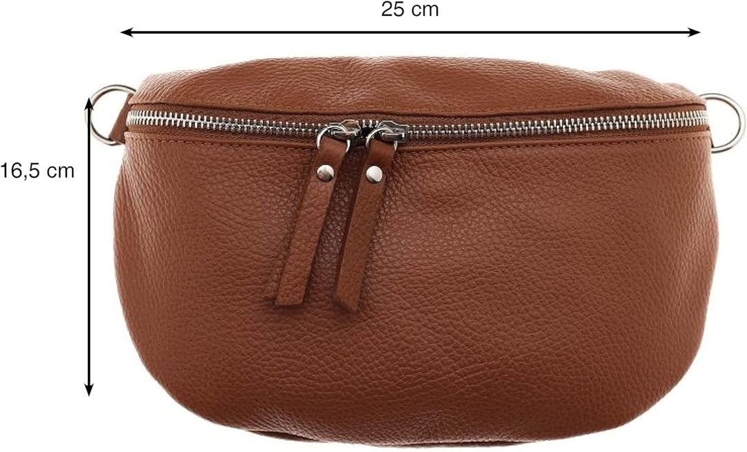 Zwillingsherz Bauchtasche mit Reissverschluss aus 100% Echtleder - Hochwertige Schultertasche zum Um