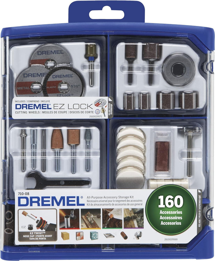 Dremel Drehwerkzeugzubehör-Set, 710-08, 160 Zubehörteile, EZ Lock Technology, 3,2 mm Schaft, Schneid