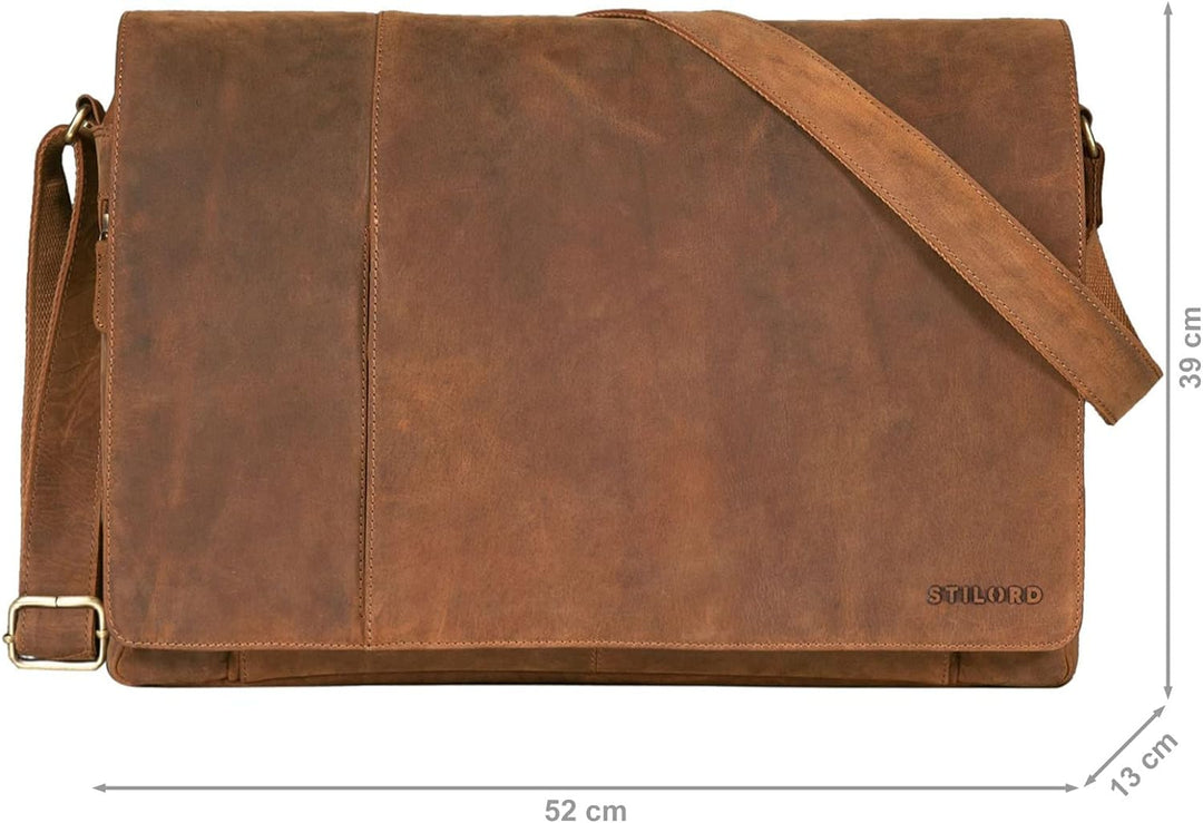 STILORD 'Maximus' XXL Ledertasche riesige Umhängetasche Unitasche 17 18 19 21 Zoll Laptop Aktentasch