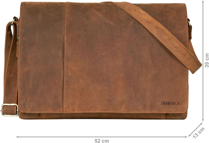 STILORD 'Maximus' XXL Ledertasche riesige Umhängetasche Unitasche 17 18 19 21 Zoll Laptop Aktentasch