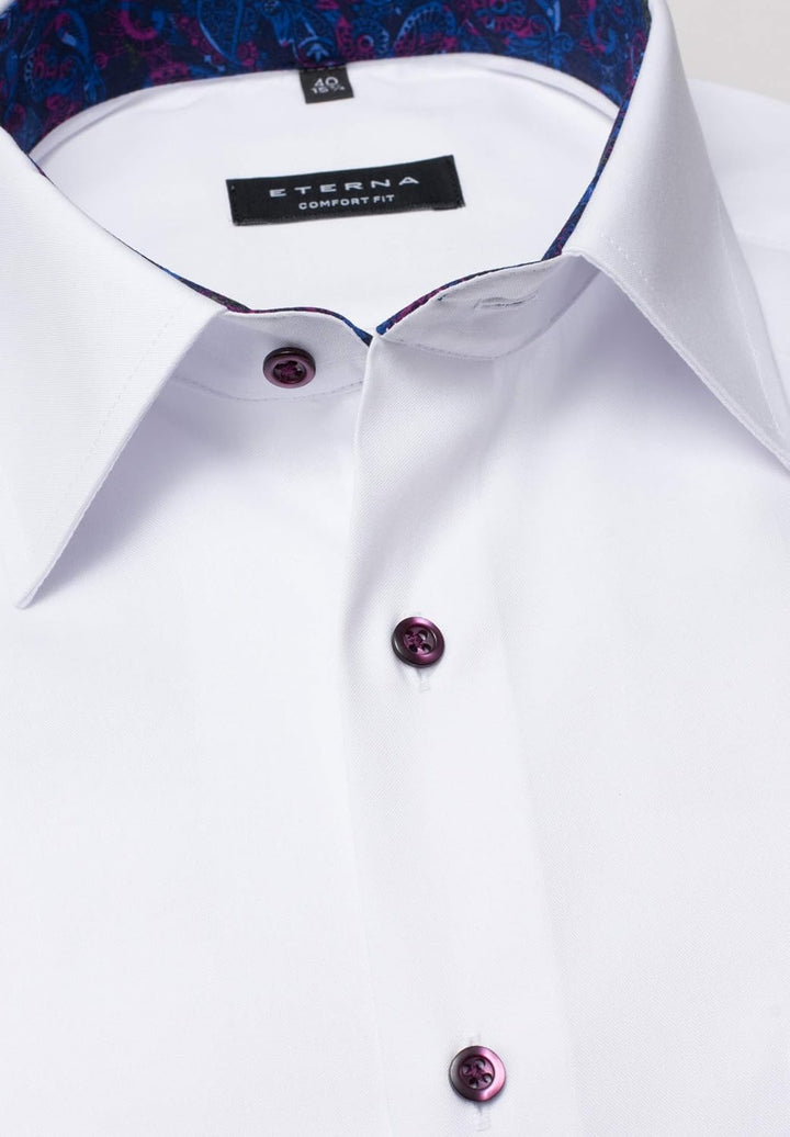 eterna Langarm Hemd Comfort FIT Pinpoint unifarben W40 Langarm Weiss