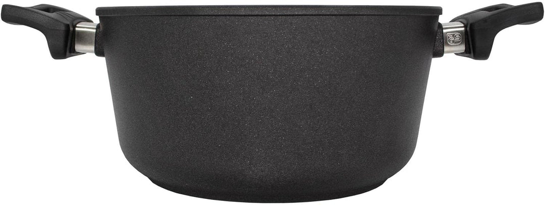 Eurolux Universal-Topfset Induktion Aluguss beschichtet 6-teilig - schwarze Koch-Töpfe Set & Glas-De