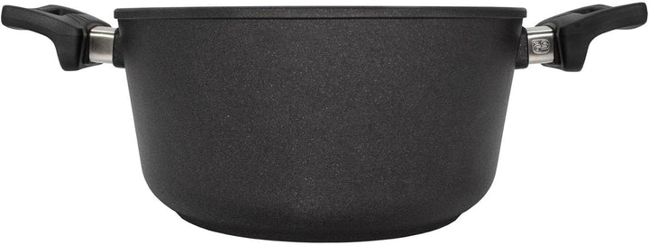 Eurolux Universal-Topfset Induktion Aluguss beschichtet 6-teilig - schwarze Koch-Töpfe Set & Glas-De