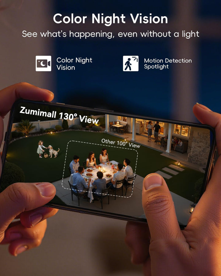 ZUMIMALL Überwachungskamera Aussen Akku, 2K Kabellose Outdoor WLAN IP Kamera mit PIR Bewegungsmelder