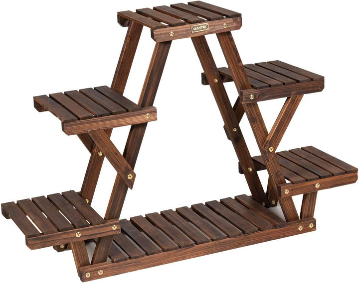 COSTWAY Blumentreppe Pflanzenständer Holz, Pflanzentreppe Blumenregal, Blumenständer, Pflanzenregal