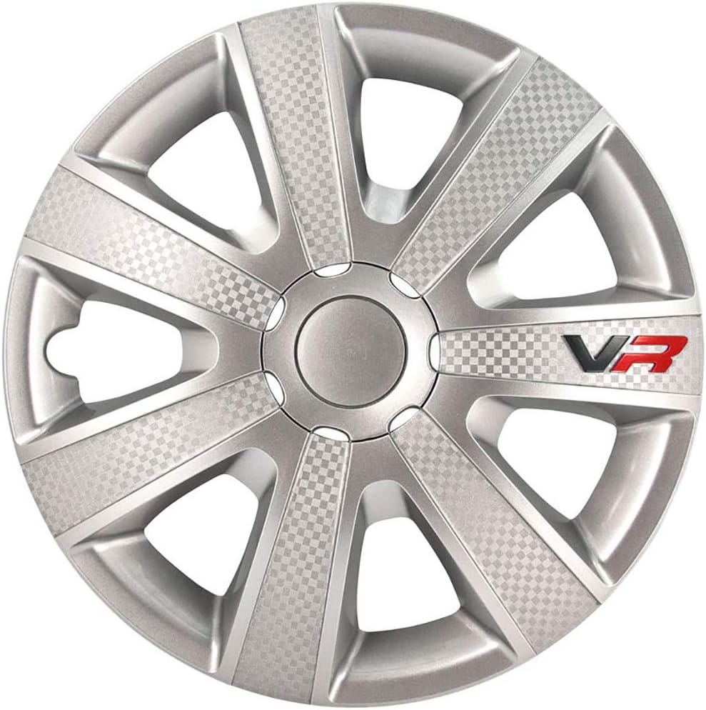 AUTO-STYLE Satz Radzierblenden VR 13-Zoll Silber/Karbon-Look/Logo Silber/Karbon-Optik/Logo 13-inch,
