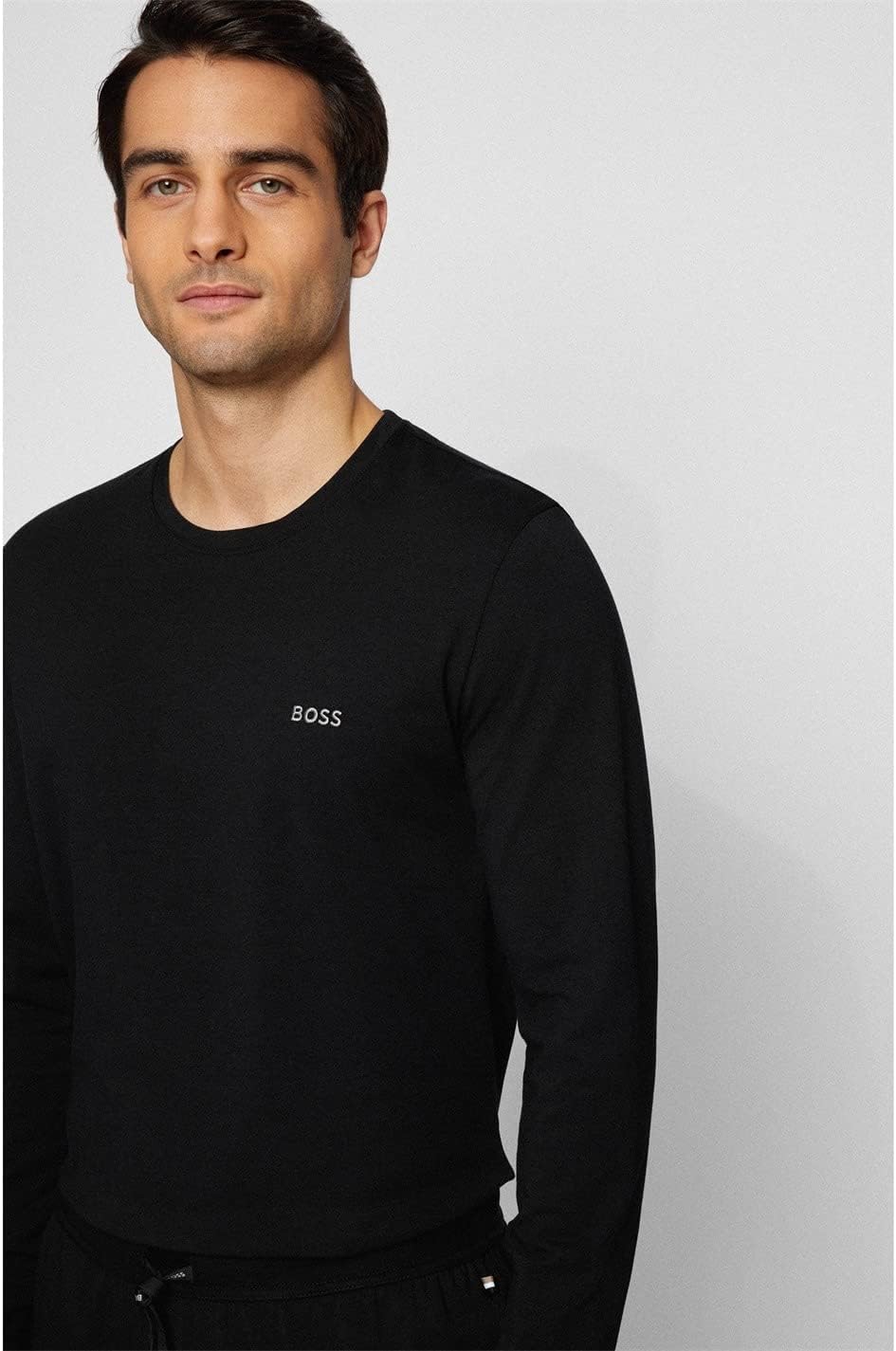 BOSS Herren Mix&Match LS-Shirt R Regular-Fit Longsleeve aus Stretch-Baumwolle mit Logo-Stickerei Sch