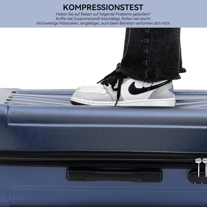 BEIBYE- Hartschalenkoffer Koffer Trolley Rollkoffer Reisekoffer Zahlenschloss 4 Zwilings-Rollen (Dar