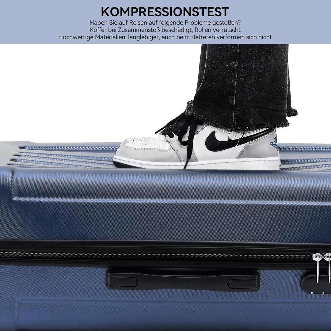 BEIBYE- Hartschalenkoffer Koffer Trolley Rollkoffer Reisekoffer Zahlenschloss 4 Zwilings-Rollen (Dar