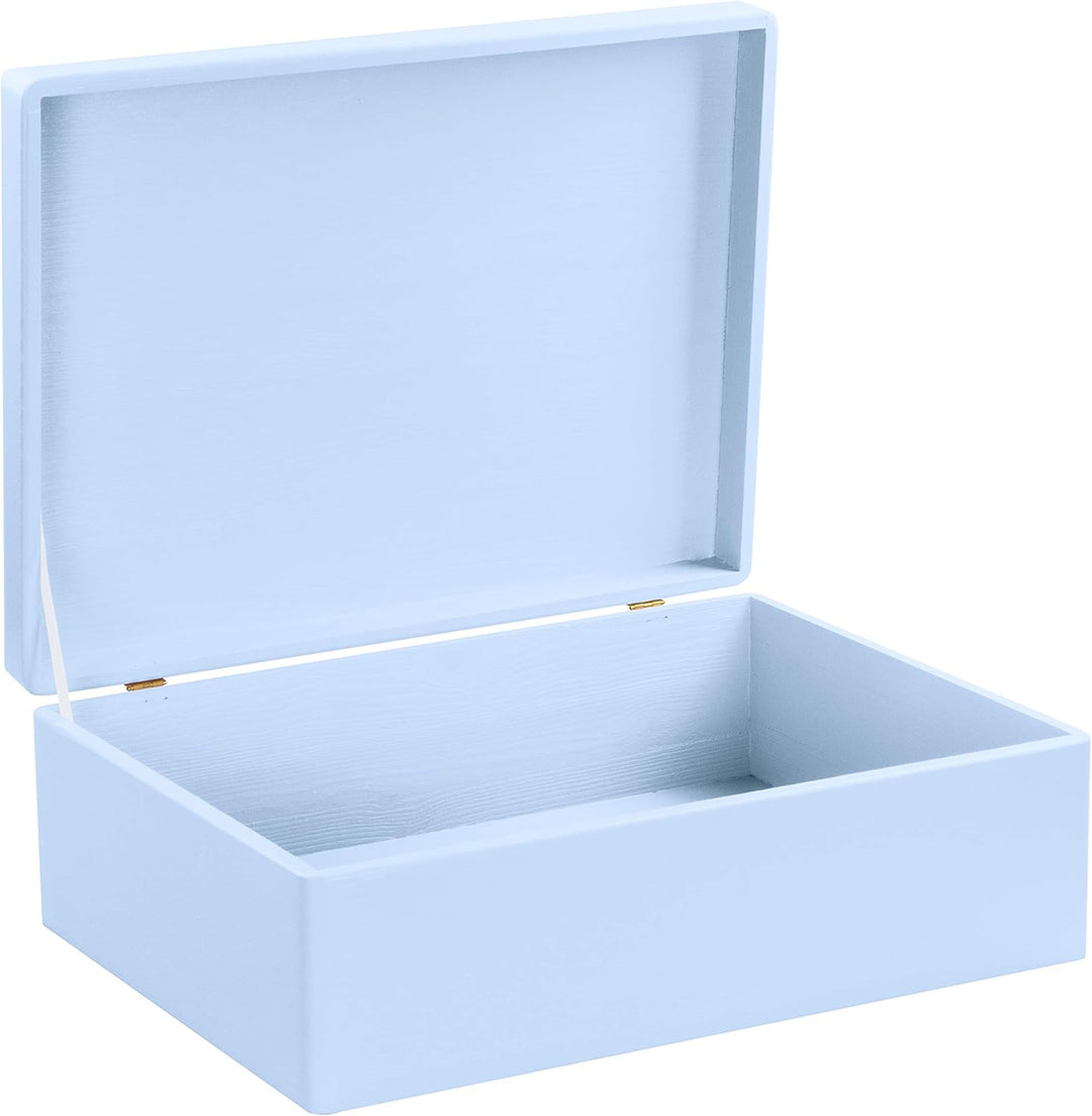 LAUBLUST Grosse Holzkiste mit Deckel - 40x30x14cm, Blau, FSC® | Allzweck-Kiste aus Holz - Aufbewahru