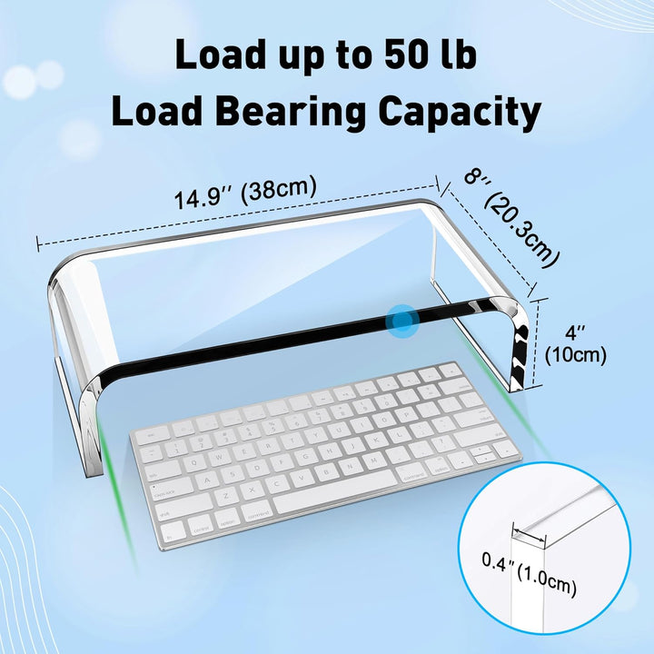 AboveTEK Acryl-Monitorständer Klarer Monitorständer & Computer-Schreibtischständer, Premium-Acryl-La