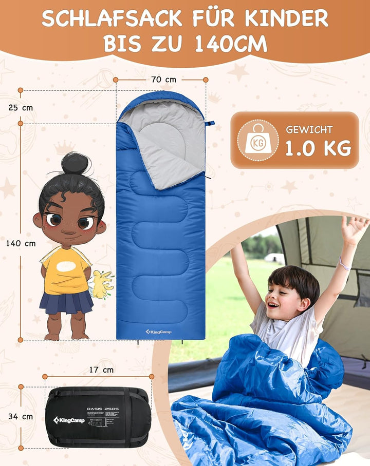 KingCamp Schlafsack Deckenschlafsack Camping Outdoor 3-4 Jahreszeiten für Erwachsene Kinder Ultralei